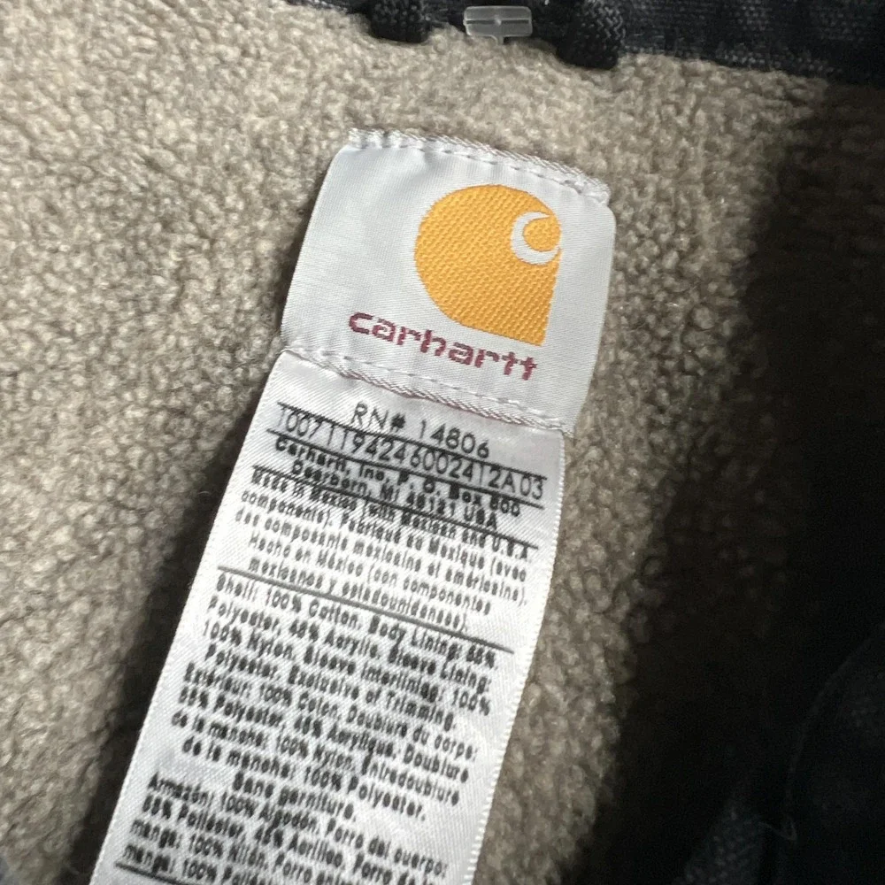 Carhartt C61 BLK Sandstone Ridge Coat Mens 2XL Black Sherpa Lined Altec Logo